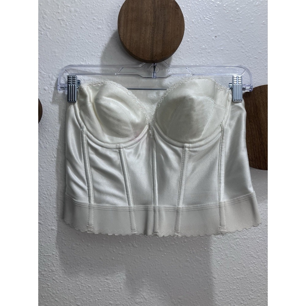 VTG Carnival Strapless Bra Corset 36B Bustier White Boned Underwire Union Made